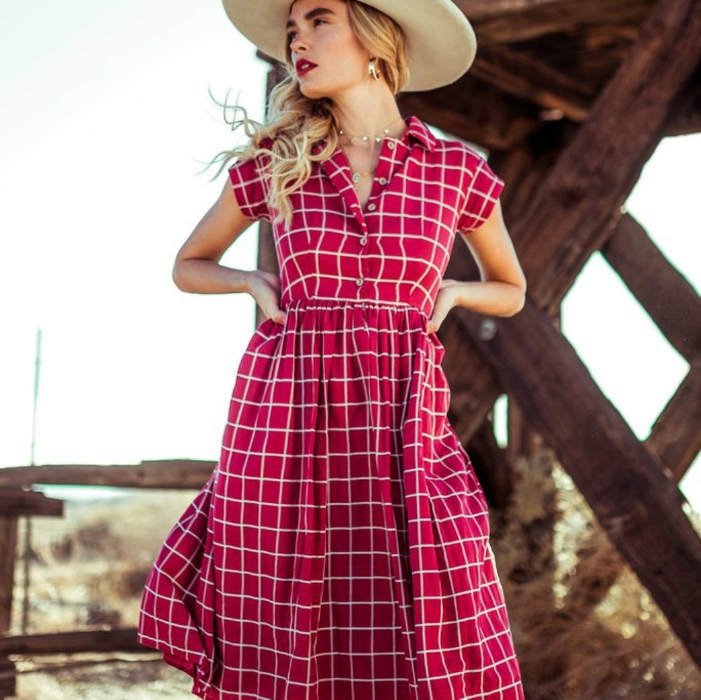 Clad and cloth red plaid dress